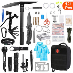 121-in-1 Survival Kit – Tactical Emergency Gear & First Aid for Camping, Hiking & Outdoor Adventures