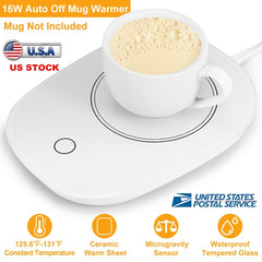 Coffee Mug Warmer Electric Beverage Heater with Auto Shut-Off, Desktop Cup Warmer for Coffee, Tea, Milk – Office & Home Mat, 125.6℉