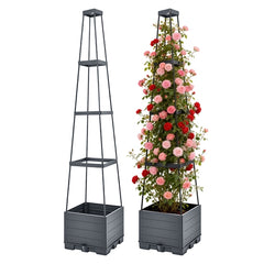 iMountek 2-Pack Raised Garden Bed with Trellis – 56” Self-Watering Planter Box for Tomatoes, Vegetables, Indoor & Outdoor Gardening