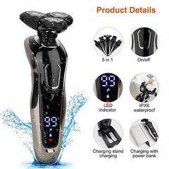 5-in-1 Electric Shaver & Grooming Kit – Waterproof, Cordless, Rechargeable