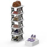 6-Tier Foldable Vertical Shoe Rack - Space-Saving Narrow Shoe Organizer for Small Spaces - Free Standing for Corner, Entryway, Hallway, Bedroom Multicolor