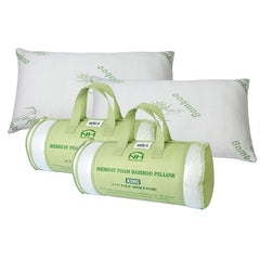 2-Pack Bamboo Memory Foam Pillows – Hypoallergenic Shredded Foam Bed Pillows with Washable Covers for Head & Neck Support – Queen Size