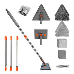 NewHome 2-in-1 Baseboard & Wall Cleaner Mop with Squeegee – 360° Rotating Long Handle Floor Mop with 8 Reusable Chenille Pads