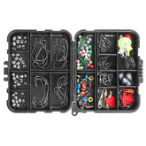 188Pcs Portable Fishing Accessory Kit – Includes Jig Hooks, Sinker Weights, Spoon Lures, Removable Split Shots with Tackle Box