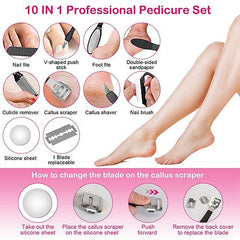 17-in-1 Electric Foot Callus Remover with Vacuum – Rechargeable Pedicure Kit with 3 Grinding Heads & 2 Speeds for Smooth, Soft Feet