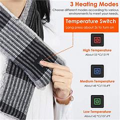 Electric Heated Scarf – USB Rechargeable Soft Neck Wrap with 3 Heating Modes, Unisex Winter Warmer