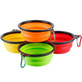 4-Pack Silicone Collapsible Dog Bowls – BPA-Free Foldable Travel Bowls with Carabiner Clip for Dogs & Cats
