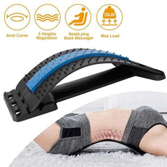 Back Stretching Device – Adjustable Lumbar Stretcher for Posture & Comfort, Multi-Level, Blue