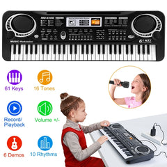 61 Keys Electronic Piano Keyboard – Portable Music Keyboard with Microphone for Kids, Beginners & Adults