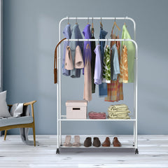 Stylish Garment Hanging Rack with Rolling Wheels – Organize Your Clothes & Accessories