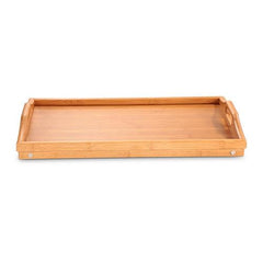 Bamboo Folding Bed Tray Table – Breakfast Tray with Handles for Serving Snacks and Meals in Bed