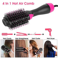 4-in-1 Hair Styling Tool – Hot Air Brush for Drying, Curling, Straightening & Volume