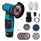 12V Cordless Angle Grinder Kit – Mini Polishing and Grinding Tool with 7 Discs, 2×1100mAh Batteries & Charger