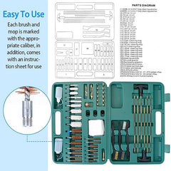 All-In-One Universal Gun Cleaning Kit with Brushes, Mops & Muff Guard – Fits Rifles, Pistols, Handguns & Shotguns