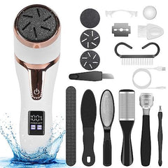 17-in-1 Electric Foot Callus Remover with Vacuum – Rechargeable Pedicure Kit with 3 Grinding Heads & 2 Speeds for Smooth, Soft Feet
