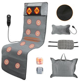 Full Body Heated Vibration Massage Mat with Neck & Foot Kneading Pillows – 10-Motor Massage Pad with Adjustable Modes & Timer – Portable Massage Mattress for Home & Office