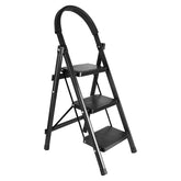 NewHome 3-Step Foldable Ladder, Heavy-Duty Anti-Slip Wide Pedals with Safety Lock & Soft Handgrip, Lightweight Portable Folding Step Stool, 330 lbs Load Capacity