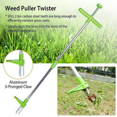 Stand-Up Weed Puller Tool – 3-Claw Root Remover with Long Handle & Foot Pedal (38.98")
