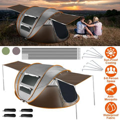 5–8 Person Pop-Up Camping Tent – Waterproof Instant Setup Tent with Mosquito Net Windows, Poles & Carry Bag for Hiking, Climbing & Outdoor Adventures