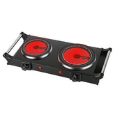 1800W Electric Double Burner Hot Plate – Portable Countertop Stove with 5 Stepless Temperature Adjustments & Handles