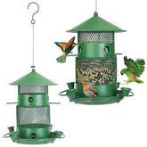 Squirrel-Proof Metal Bird Feeder – Chew-Resistant Outdoor Hanging Feeder with 360° Perches & Water Cups for Wild Birds – Ideal for Garden, Yard, Patio