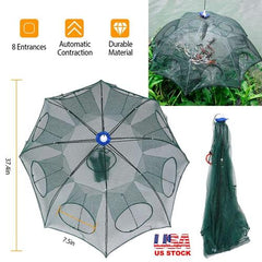 Foldable Fishing Bait Trap – Automatic Mesh Net for Crab, Shrimp, Minnow & Crawdad
