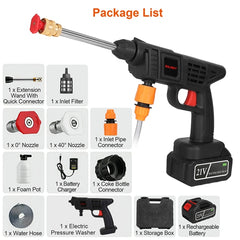 Portable Cordless Power Washer – 363 PSI High Pressure Water Sprayer with 21V 12000mAh Battery