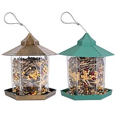LakeForest Hanging Gazebo Bird Feeder – Outdoor Wild Bird Seed Station with 6 Feeding Ports, Large Capacity, Weatherproof Design for Garden & Patio