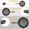 3-Piece Pre-Seasoned Cast Iron Skillet Set – 6