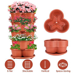 5-Tier Stackable Garden Tower – Perfect Planters for Strawberries, Flowers, Herbs, and Vegetables – Maximize Your Gardening Space!