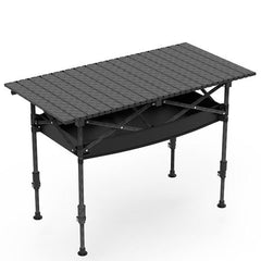 Portable Folding Camping Table 95CM – Adjustable Height, Rustproof Carbon Steel, Roll-Up Design with Hanging Storage Net – Perfect for Picnic, Hiking & Beach