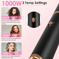 5-in-1 Hot Air Styler Set – Hair Dryer, Straightener, Curler & Volumizer with Auto Wrap, 3 Heat Settings, ALCI Plug & Accessories