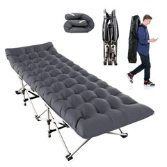 Portable Folding Camping Cot – Collapsible Bed with 440lbs Max Load & 2-Sided Soft Pad for Travel & Guests