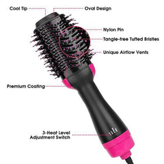 4-in-1 Hair Styling Tool – Hot Air Brush for Drying, Curling, Straightening & Volume