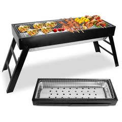 Portable Foldable Charcoal BBQ Grill – Stainless Steel Tabletop Grill with Easy Setup for Camping, Picnic, Outdoor Party & Backyard Cooking