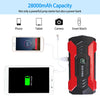 Powerful 800A Car Jump Starter, 28000mAh – 12V Battery Charger for Up to 6.0L Gas or 3.0L Diesel Engines with LCD Screen & 4 Modes LED Flashlight