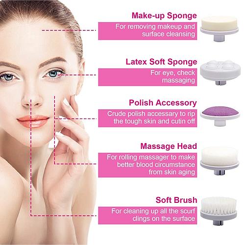 Deep Clean 5-in-1 Waterproof Facial Brush – Gentle Exfoliation & Blackhead Remover Set