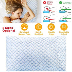 Cooling Memory Foam Pillow – Ventilated Soft Bed Pillow with Gel-Infused Cooling Foam, Heat & Moisture Reducing Cooling Fiber, Breathable & Machine Washable – Queen Size