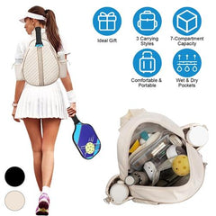 Pickleball Sling Bag for Men & Women – Waterproof Tennis & Badminton Backpack with Wet Pocket, Hidden Fence Hook – Machine Washable
