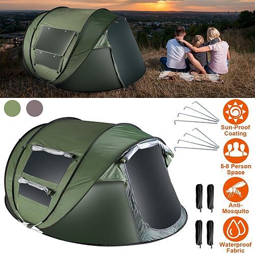Instant Pop-Up Camping Tent | Waterproof 5-8 Person Tent with Mosquito Net Windows & Carry Bag