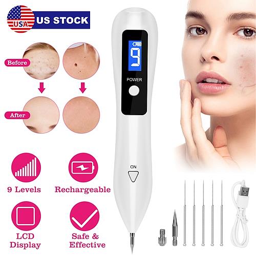 Skin Tag & Mole Remover Pen – LCD Display, 6 Replaceable Needles, USB Rechargeable
