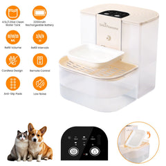 Smart Automatic Pet Water Fountain, 4.5L Rechargeable