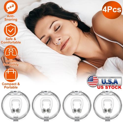 4Pcs Magnetic Nose Clip Anti-Snoring Device – Comfortable, Reusable Sleeping Aid for Men and Women