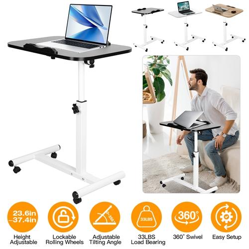 Rolling Laptop Table – Portable Computer Desk with Adjustable Height & Tilting Angle | Movable Workstation for Home & Office