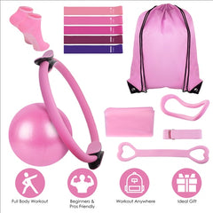 14-Piece Pilates Ring Essentials Kit for Women – Yoga Ball, Arm Stretcher, 5 Resistance Bands, Figure 8 Band, Non-Slip Socks