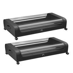 NewHome 2-Pack Rolling Under Bed Storage Containers with Clear Lids – 42L/11Gal Clothing Organizers for Easy Access and Space-Saving Boxes Bin