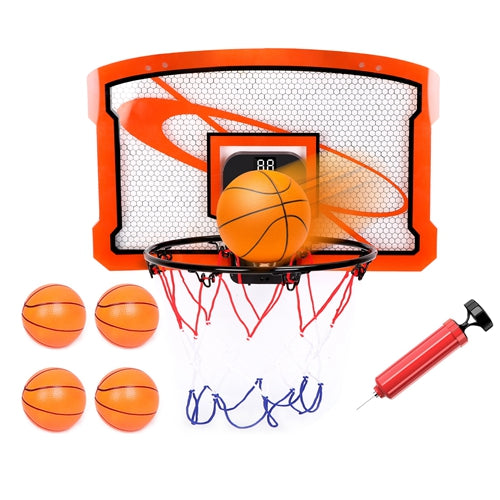 Indoor Mini Basketball Hoop with Audio Scorer & 4 Balls – Fun for Kids & Adults!