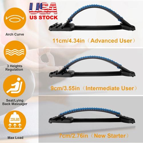 Back Massage Stretching Device – Multi-Level Lumbar Spinal Support Stretcher for Herniated Disc & Upper/Lower Back Pain Relief Body Care Comfort Blue