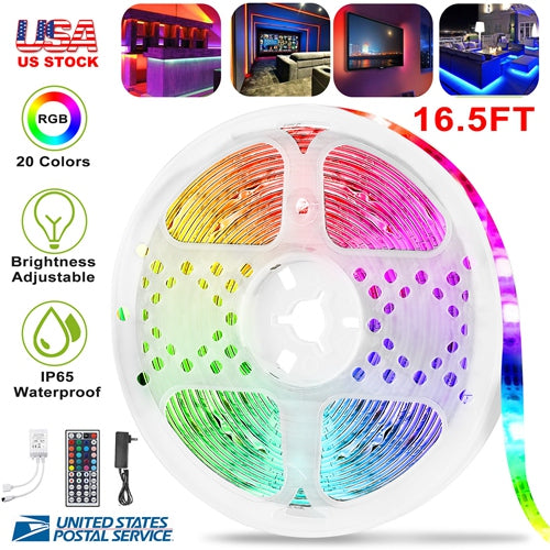 iMountek 300 LED RGB Strip Lights – 16.5ft (5M) Waterproof LED Light Strip with Remote Control, 20 Colors & DIY Mood Lighting (IP65)