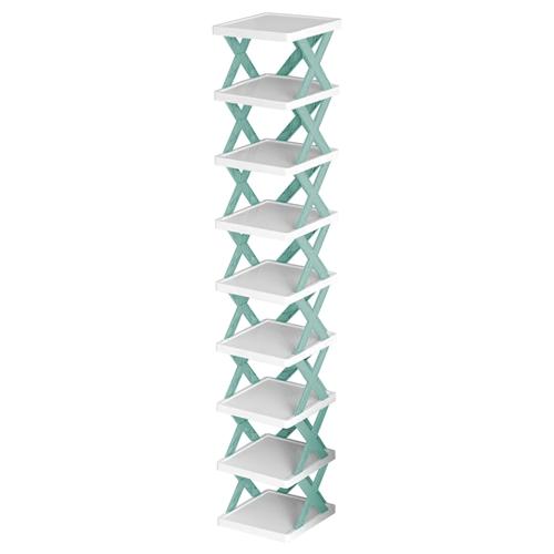 9-Tier Narrow Entryway Shoe Rack – Space-Saving Vertical Shoe Organizer for Closet, Hallway, and Entryway – Free-Standing Plastic Storage Shelf Lightweight Multicolor